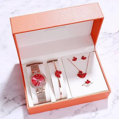 Fashionable and Elegant Five-Piece Gift Set Watch for Women