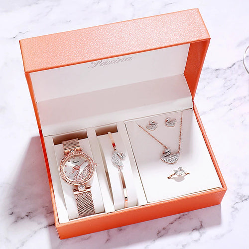 Fashionable and Elegant Five-Piece Gift Set Watch for Women