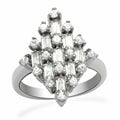 LO2061 - Rhodium Brass Ring with AAA Grade CZ  in Clear