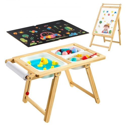 Sensory Table for Toddlers, Wooden Kids Activity Table and Art Easel